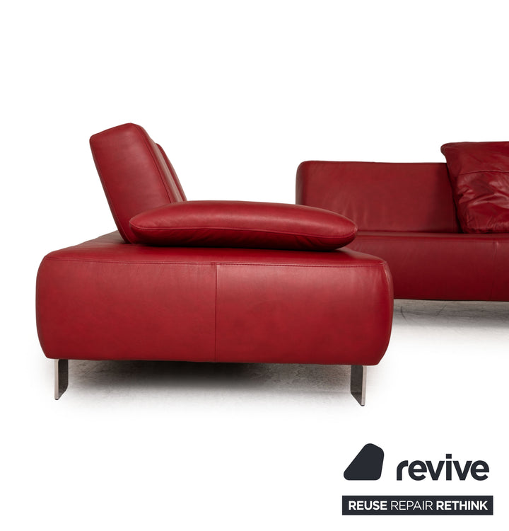Willi Schillig leather corner sofa red sofa couch function