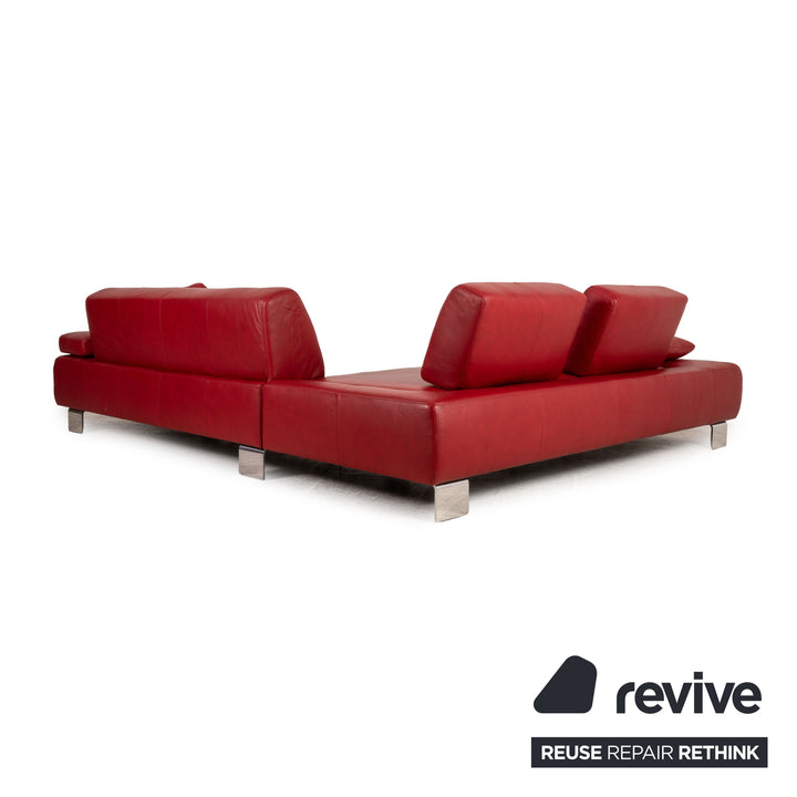 Willi Schillig leather corner sofa red sofa couch function