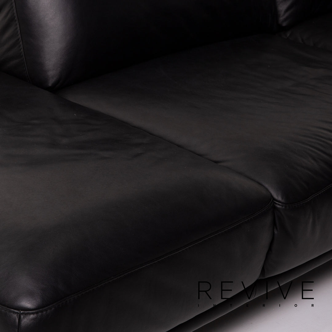 Willi Schillig – canapé d'angle en cuir noir, #14638