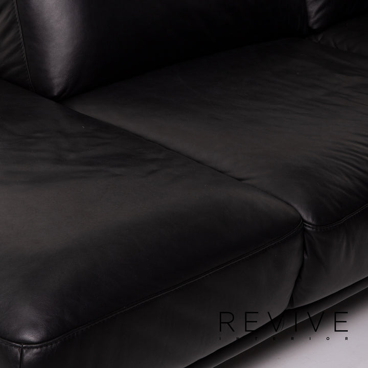 Willi Schillig – canapé d'angle en cuir noir, #14638