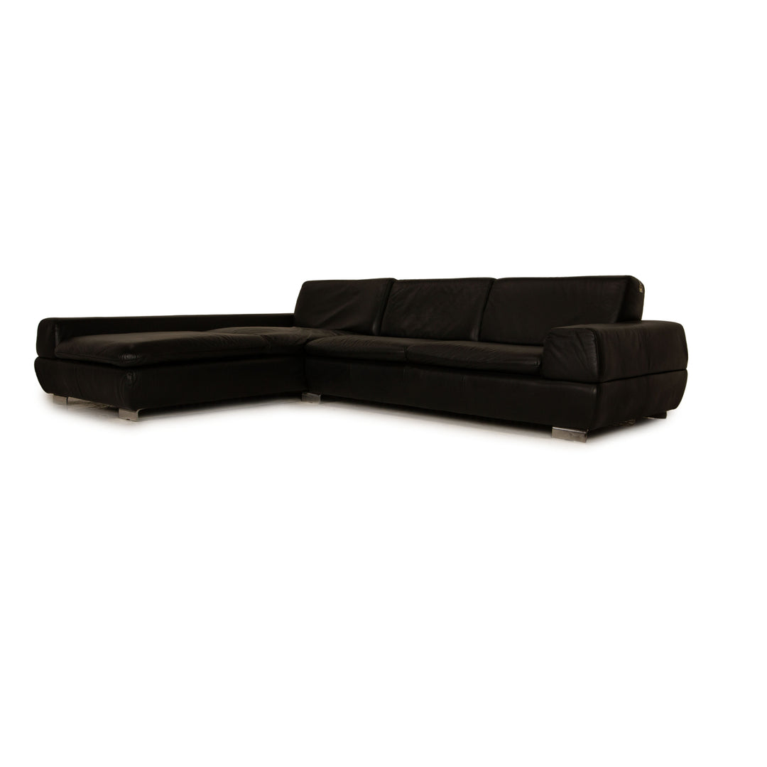 Willi Schillig Canapé d'angle en cuir Noir Canapé Canapé