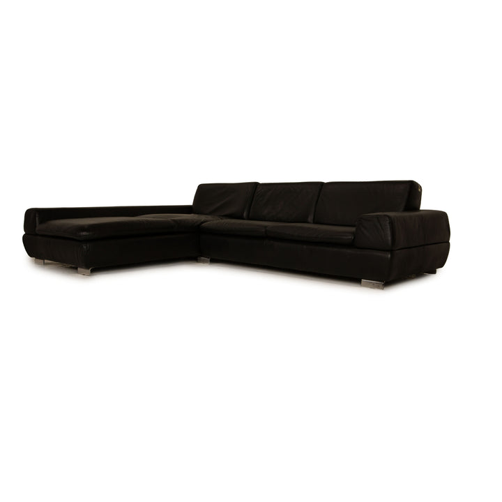 Willi Schillig Canapé d'angle en cuir Noir Canapé Canapé