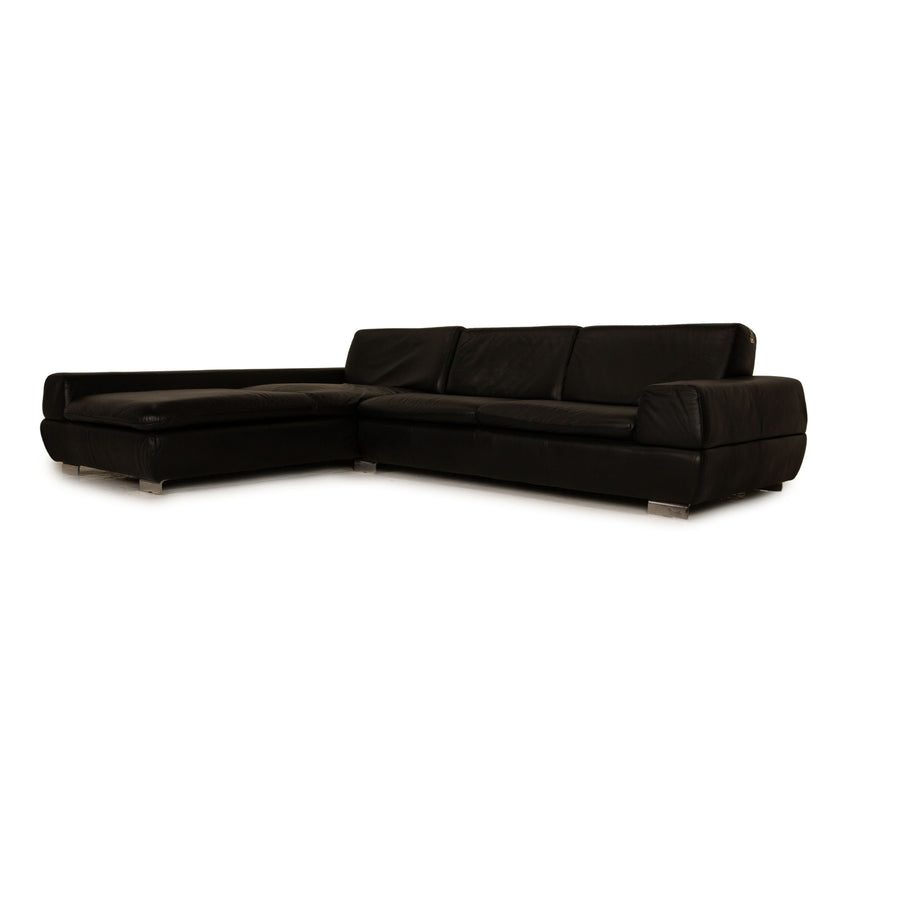 Willi Schillig Canapé d'angle en cuir Noir Canapé Canapé
