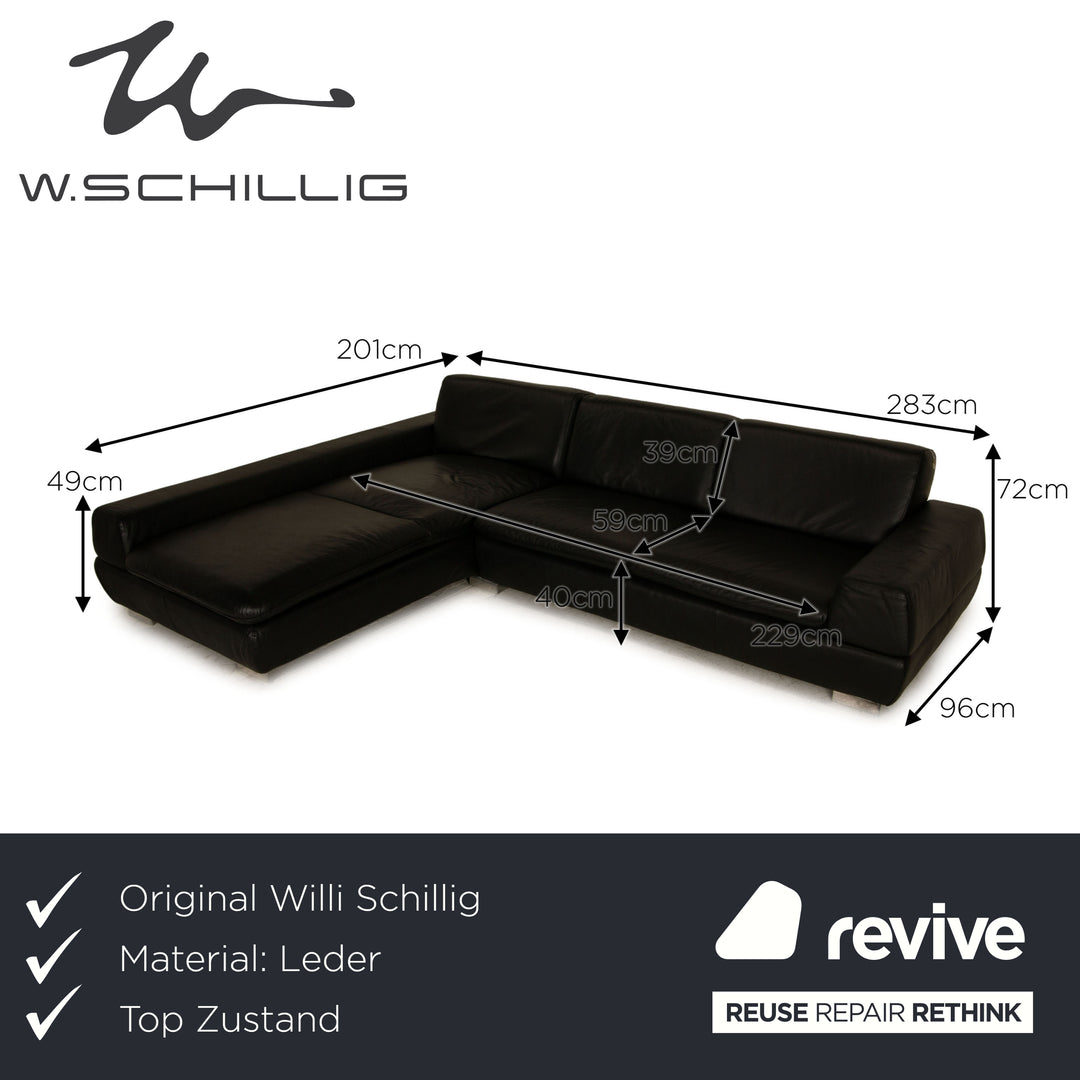 Willi Schillig Canapé d'angle en cuir Noir Canapé Canapé