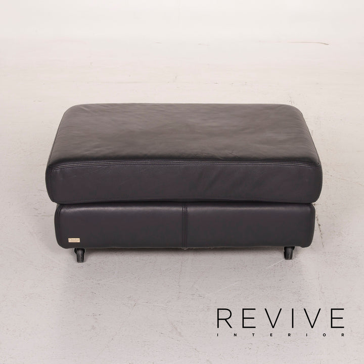 Willi Schillig Leder Hocker Dunkelblau #14966