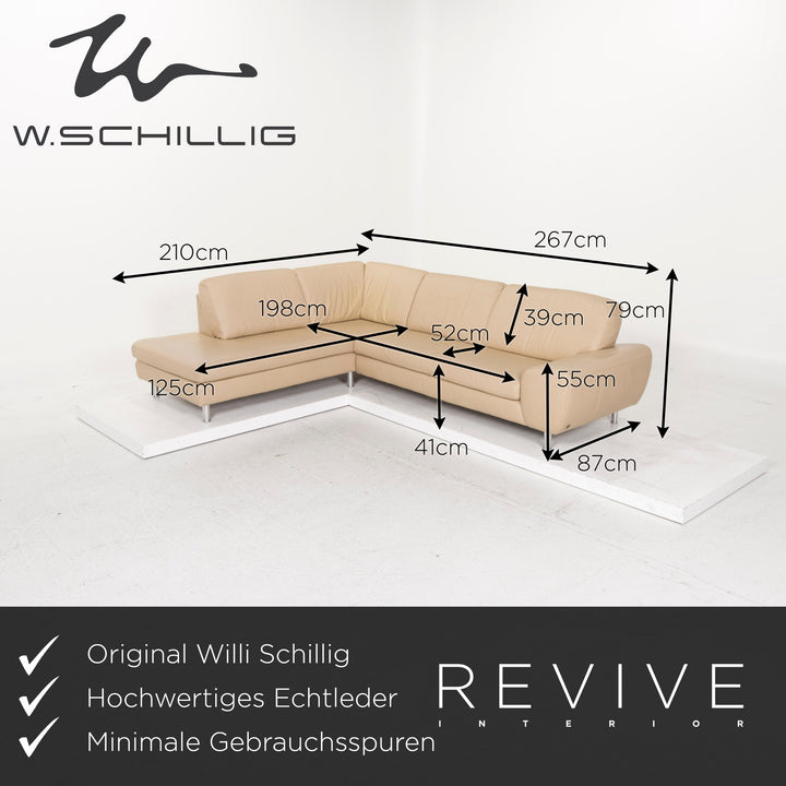 Willi Schillig canapé en cuir beige canapé d'angle #13027