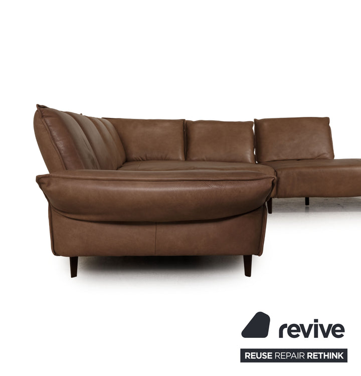 Willi Schillig leather sofa brown corner sofa couch function