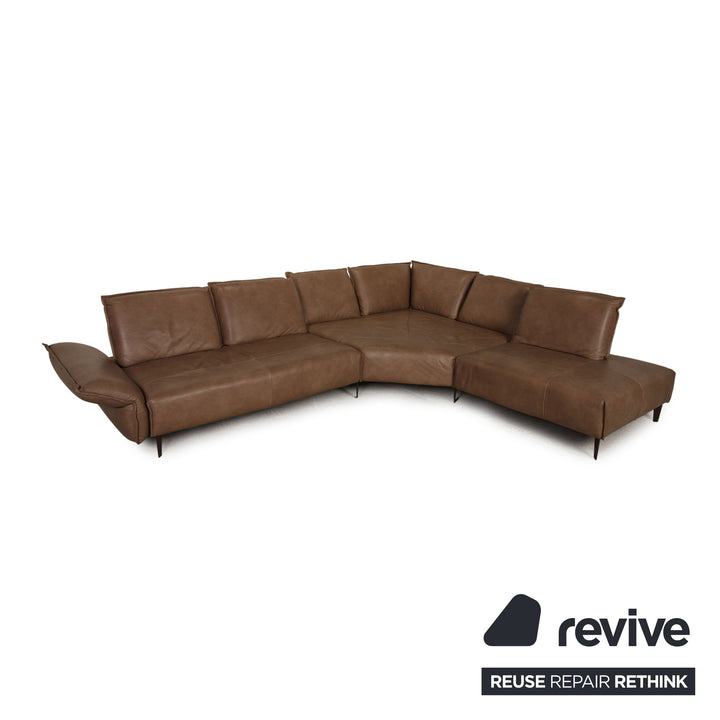 Willi Schillig leather sofa brown corner sofa couch function