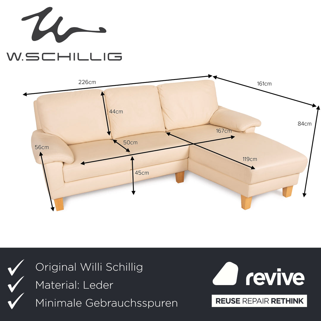 Willi Schillig Leder Sofa Creme Ecksofa Couch