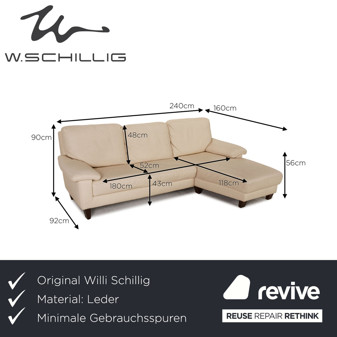 Willi Schillig Leder Sofa Creme Ecksofa Couch
