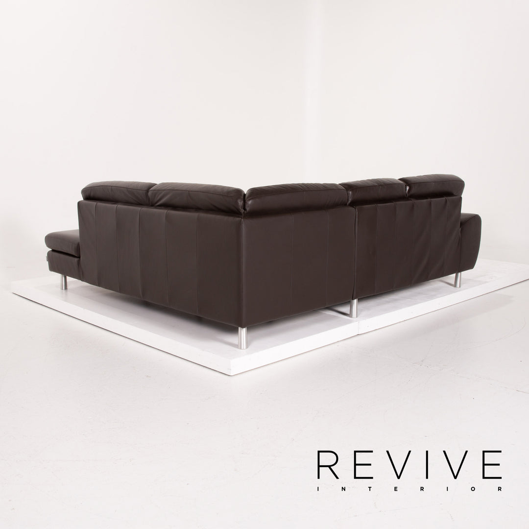 Willi Schillig Leder Sofa Dunkelbraun Ecksofa #14304