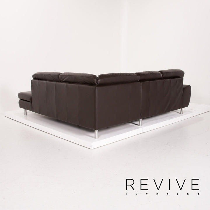 Willi Schillig Leder Sofa Dunkelbraun Ecksofa #14304