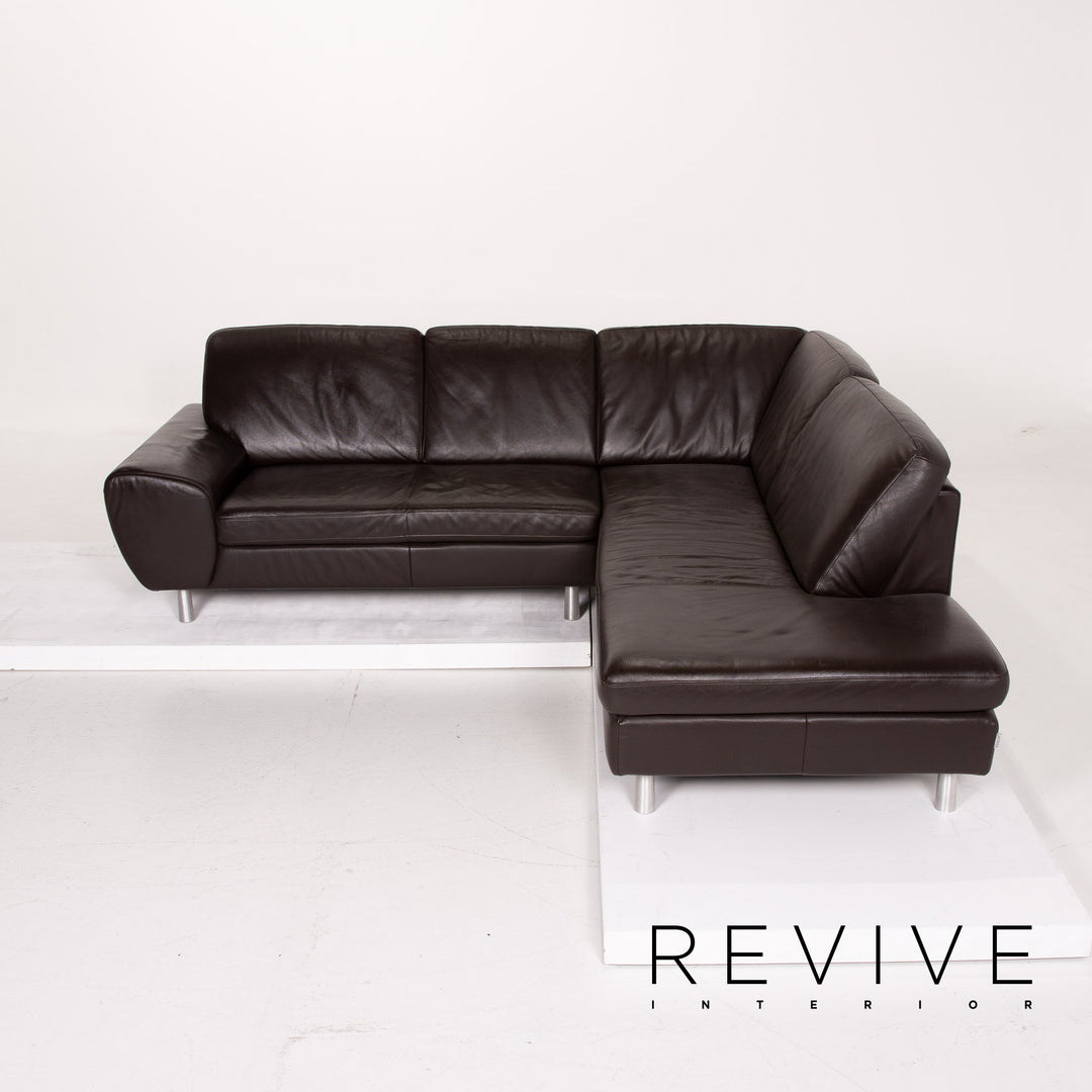 Willi Schillig Leder Sofa Dunkelbraun Ecksofa #14304