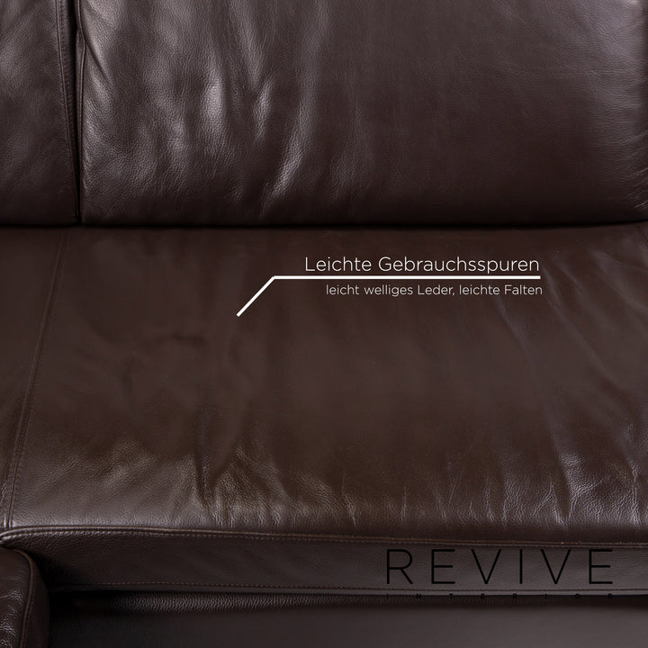 Willi Schillig Leder Sofa Dunkelbraun Ecksofa #14304