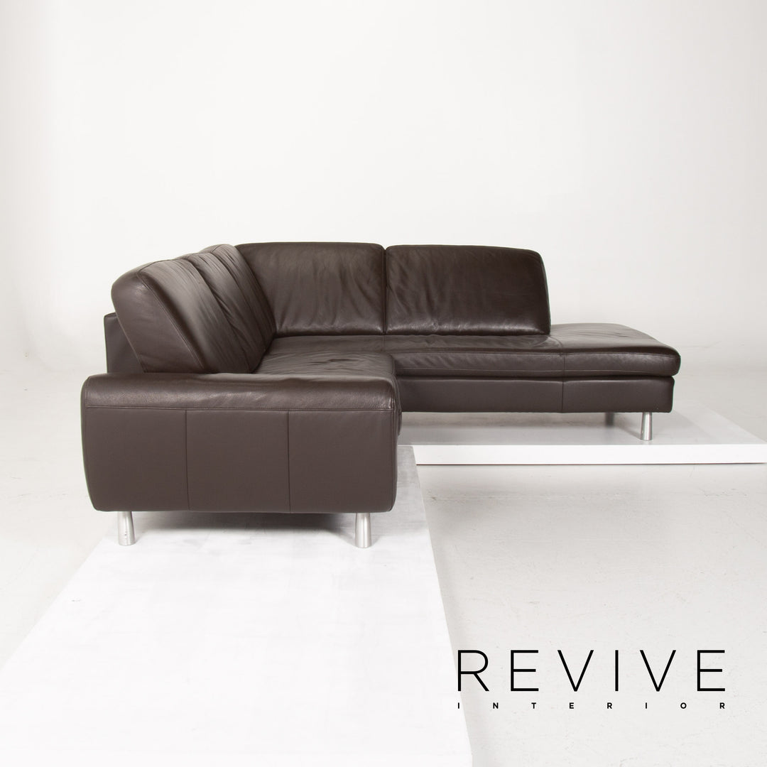 Willi Schillig Leder Sofa Dunkelbraun Ecksofa #14304