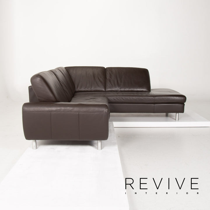 Willi Schillig Leder Sofa Dunkelbraun Ecksofa #14304