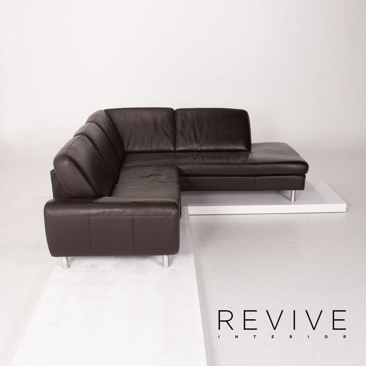 Willi Schillig Leder Sofa Dunkelbraun Ecksofa #14304