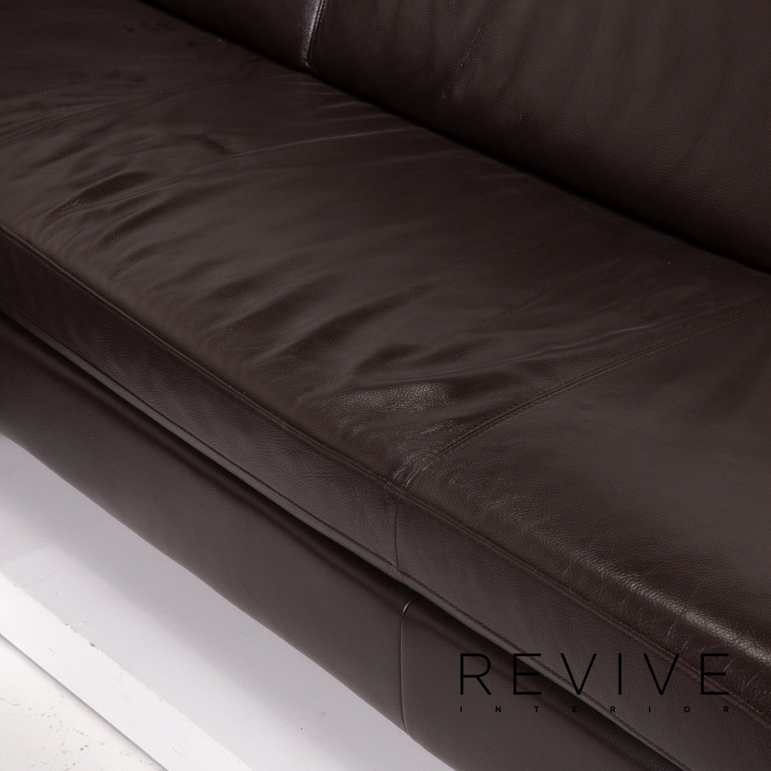 Willi Schillig Leder Sofa Dunkelbraun Ecksofa #14304