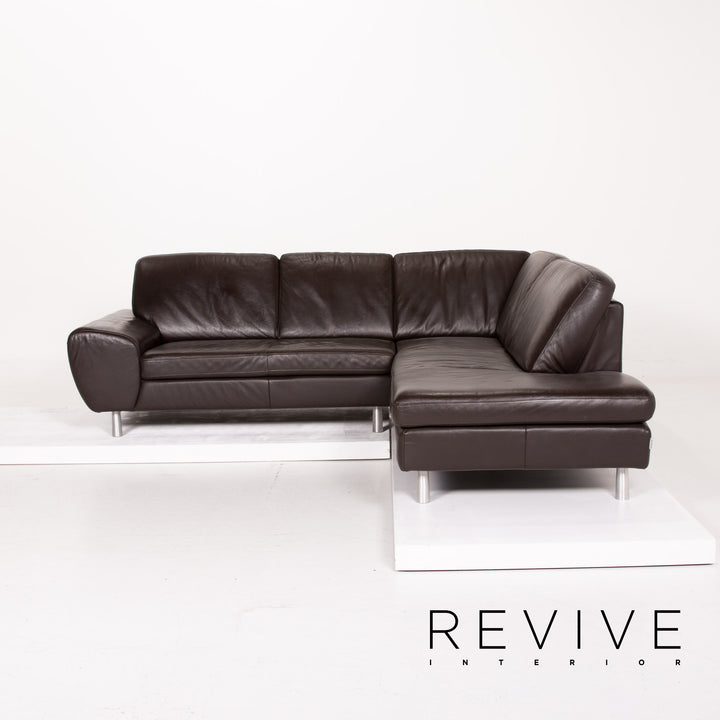Willi Schillig Leder Sofa Dunkelbraun Ecksofa #14304