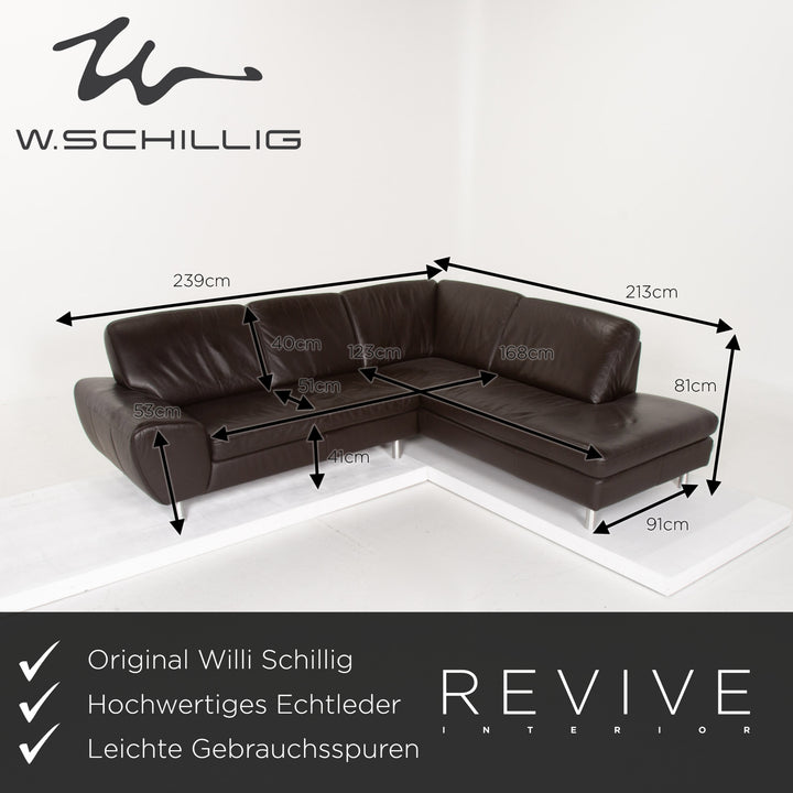 Willi Schillig Leder Sofa Dunkelbraun Ecksofa #14304