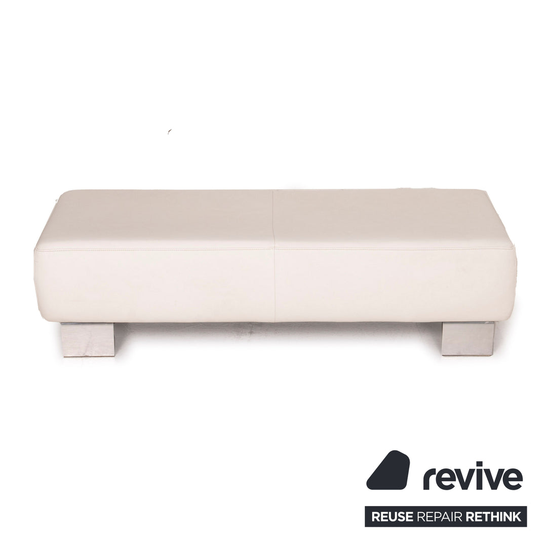 Willi Schillig Leder Sofa Garnitur Creme Ecksofa Hocker Set