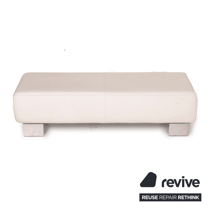 Willi Schillig Leder Sofa Garnitur Creme Ecksofa Hocker Set