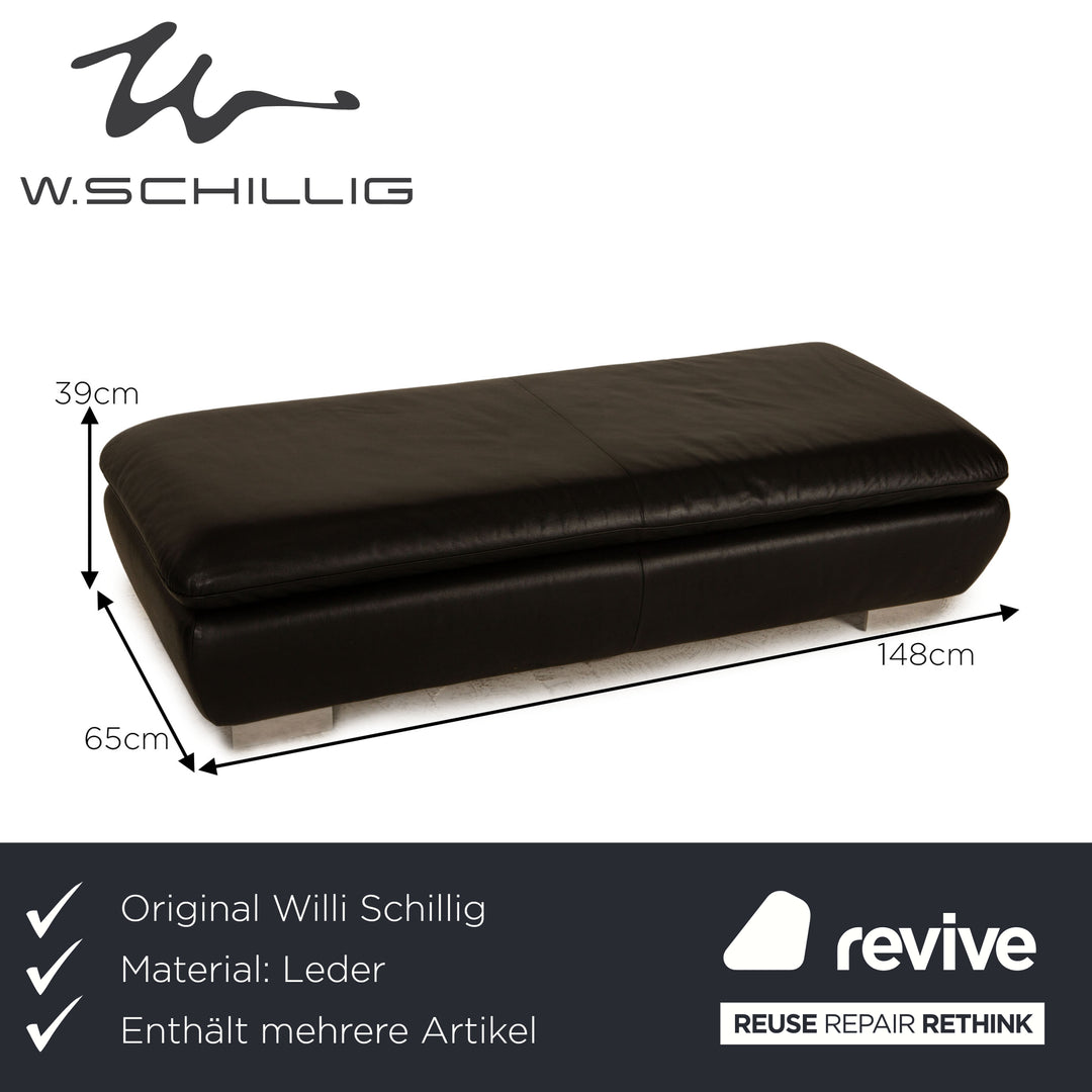 Willi Schillig Ensemble de canapés en cuir avec tabouret d'angle noir