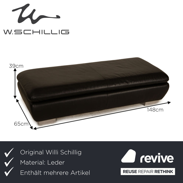 Willi Schillig Ensemble de canapés en cuir avec tabouret d'angle noir