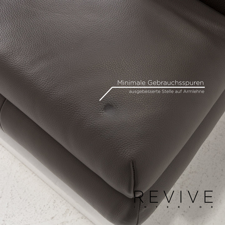 Willi Schillig Leder Sofa Grau Zweisitzer Couch #13185
