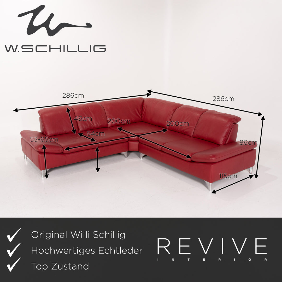 Willi Schillig Leder Sofa Rot Ecksofa #14131