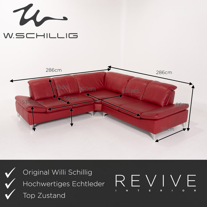 Willi Schillig Leder Sofa Rot Ecksofa #14131