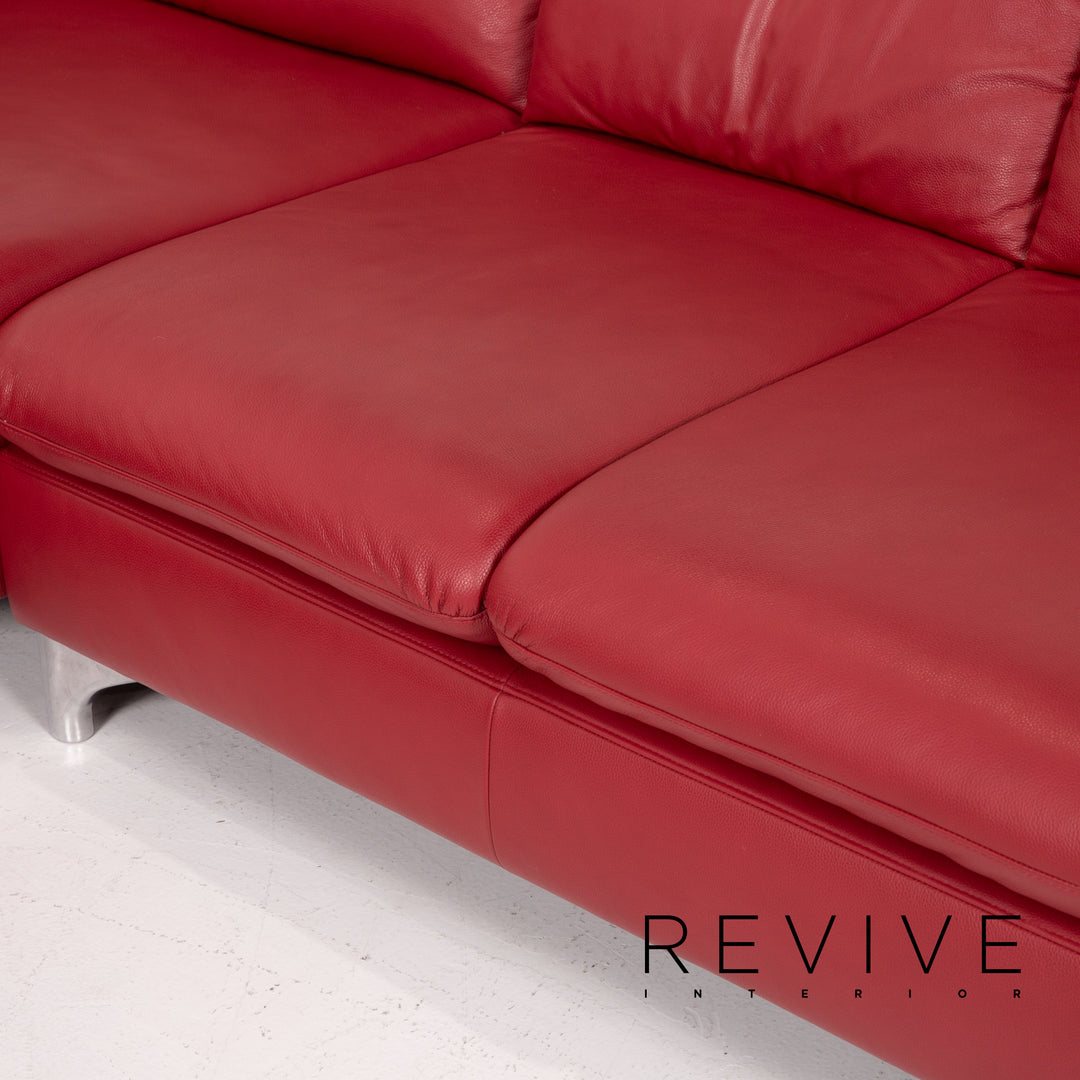 Willi Schillig Leder Sofa Rot Ecksofa #14131