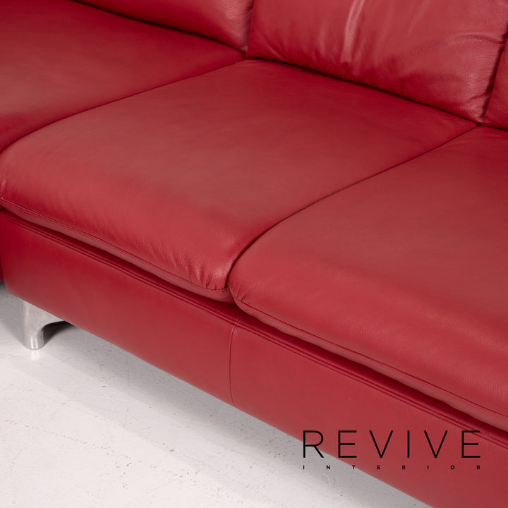 Willi Schillig Leder Sofa Rot Ecksofa #14131