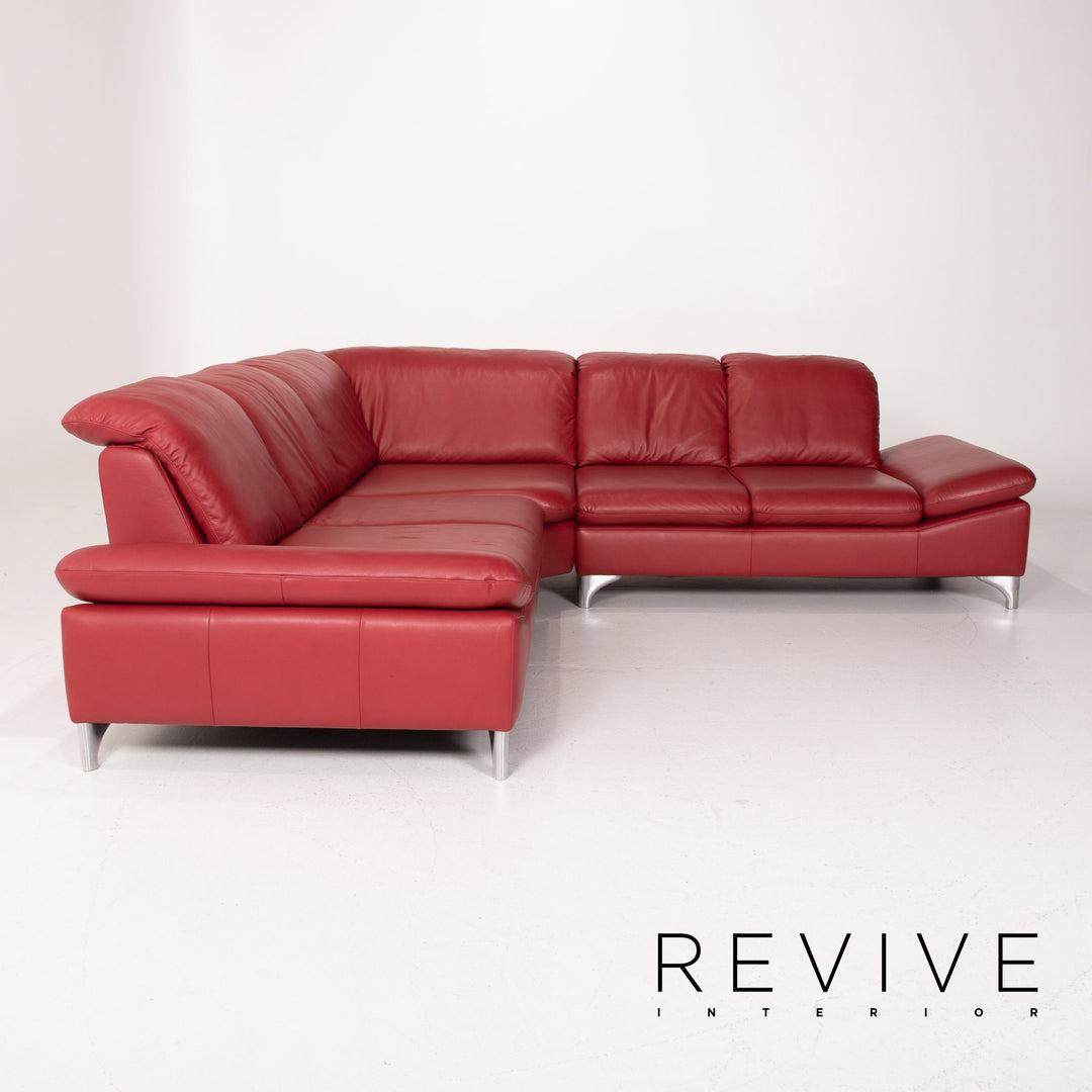 Willi Schillig Leder Sofa Rot Ecksofa #14131