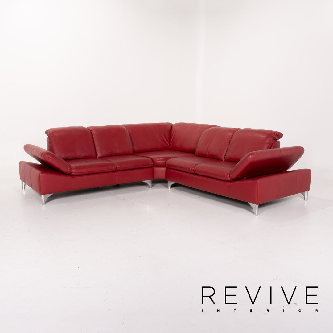 Willi Schillig Leder Sofa Rot Ecksofa #14131