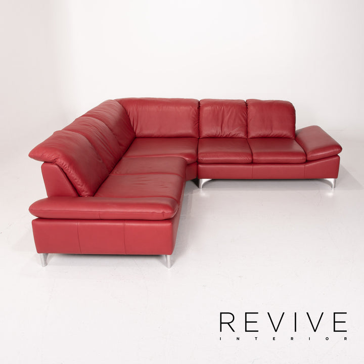 Willi Schillig Leder Sofa Rot Ecksofa #14131