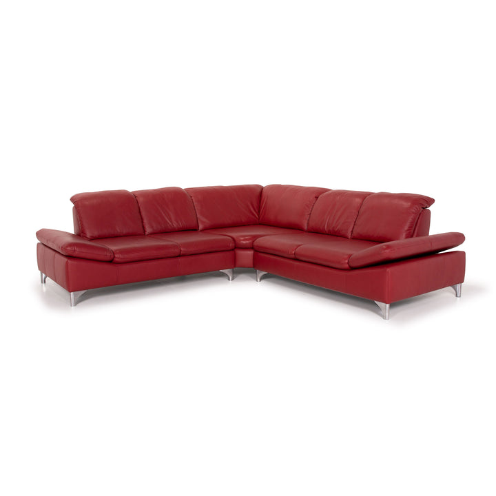 Willi Schillig Leder Sofa Rot Ecksofa #14131