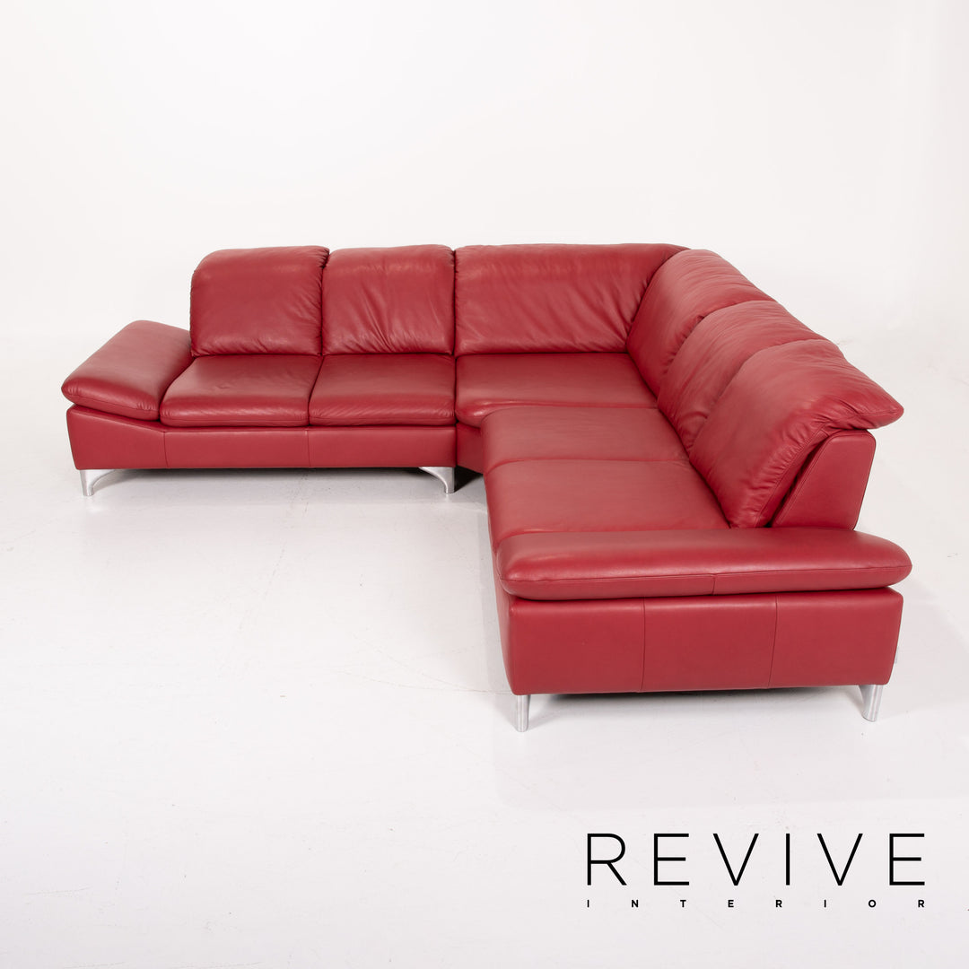 Willi Schillig Leder Sofa Rot Ecksofa #14131
