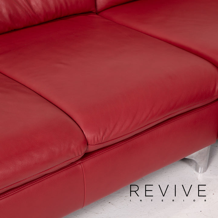 Willi Schillig Leder Sofa Rot Ecksofa #14131