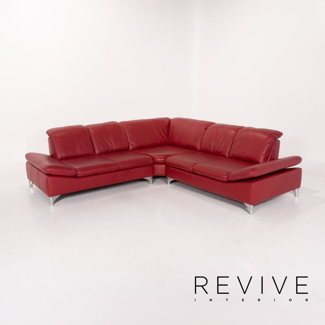 Willi Schillig Leder Sofa Rot Ecksofa #14131
