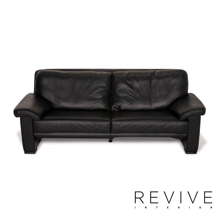 Willi Schillig Leder Sofa Schwarz Dreisitzer