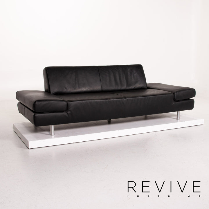 Willi Schillig Leder Sofa Schwarz Dreisitzer Funktion Couch #14541