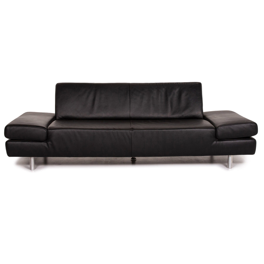 Willi Schillig Leder Sofa Schwarz Dreisitzer Funktion Couch #14541