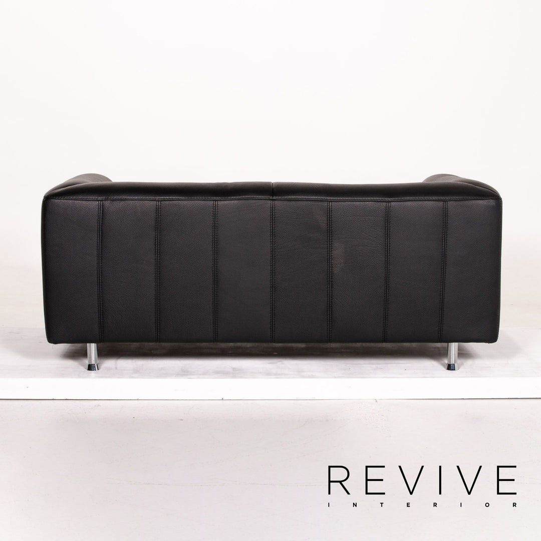 Willi Schillig leather sofa black two-seater couch #14416
