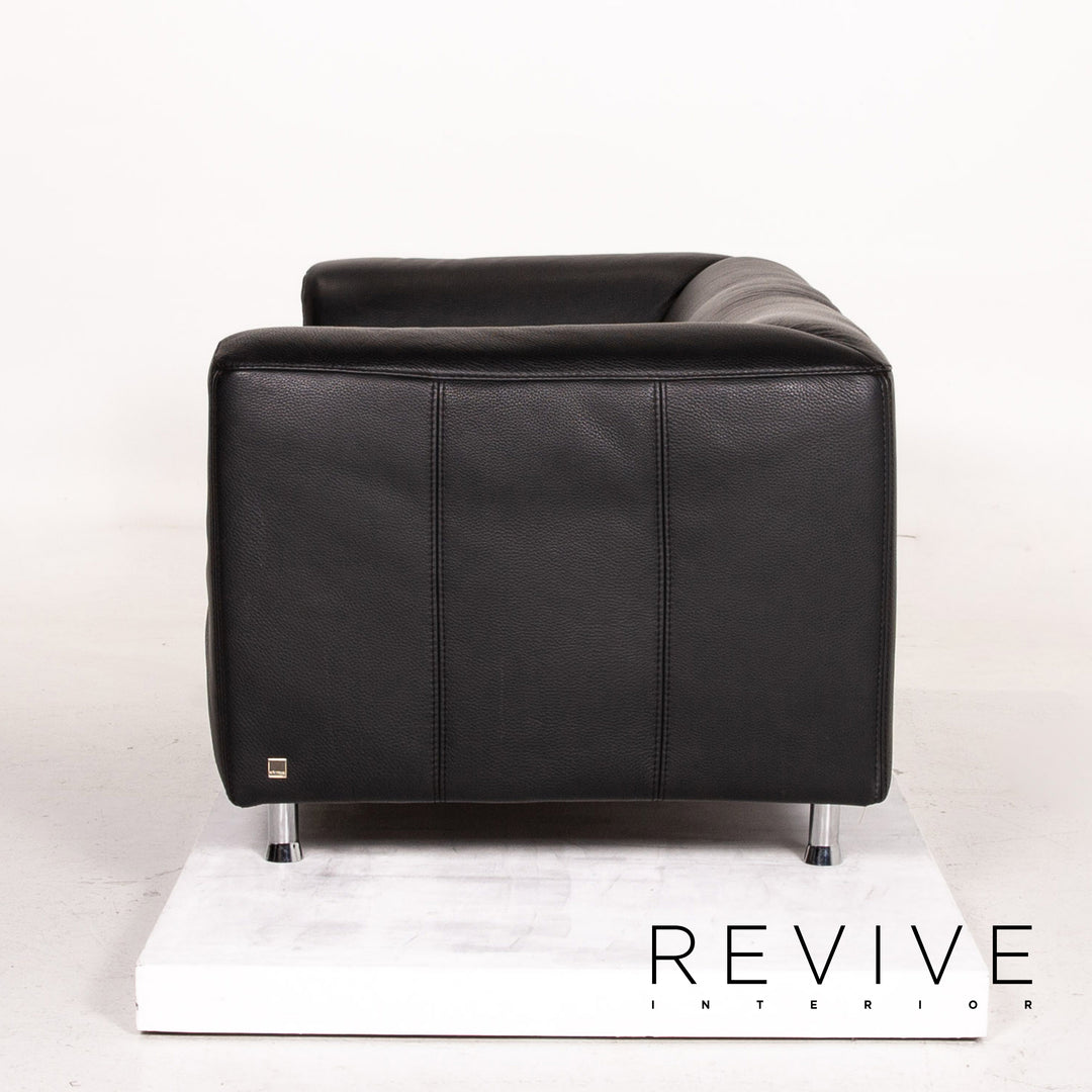 Willi Schillig leather sofa black two-seater couch #14416