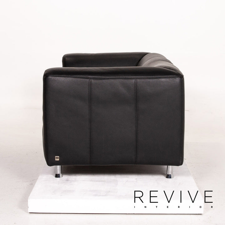 Willi Schillig leather sofa black two-seater couch #14416