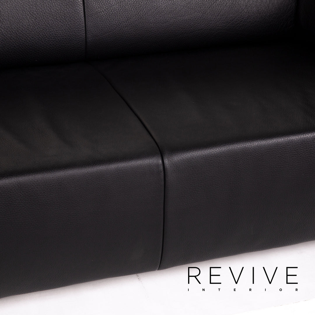 Willi Schillig leather sofa black two-seater couch #14416