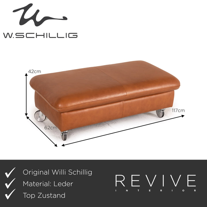 Willi Schillig Loop brown leather stool