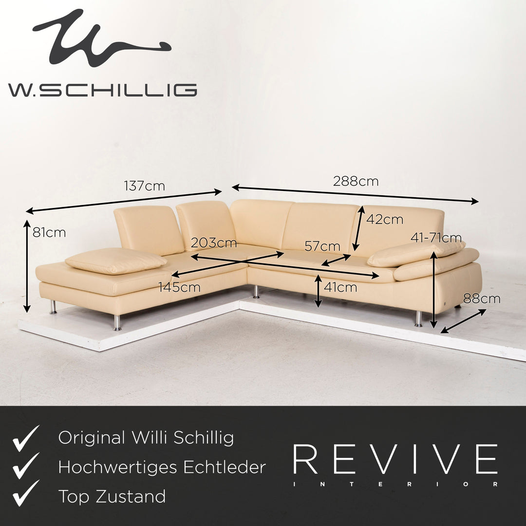 Willi Schillig Loop Leather Corner Sofa Beige Sofa Couch #12679