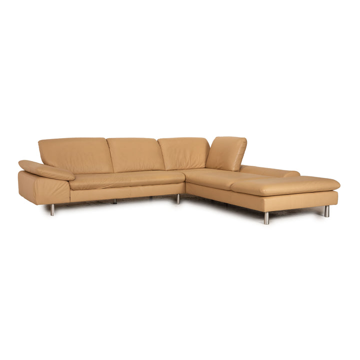 Willi Schillig Loop Canapé d'angle en cuir Beige Fonction canapé